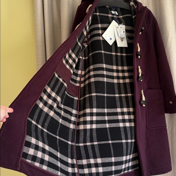 Burberry, Belfield Women’s Wine Red Merino Wool Hooded Overcoat, US 8 - Picture 6 of 12